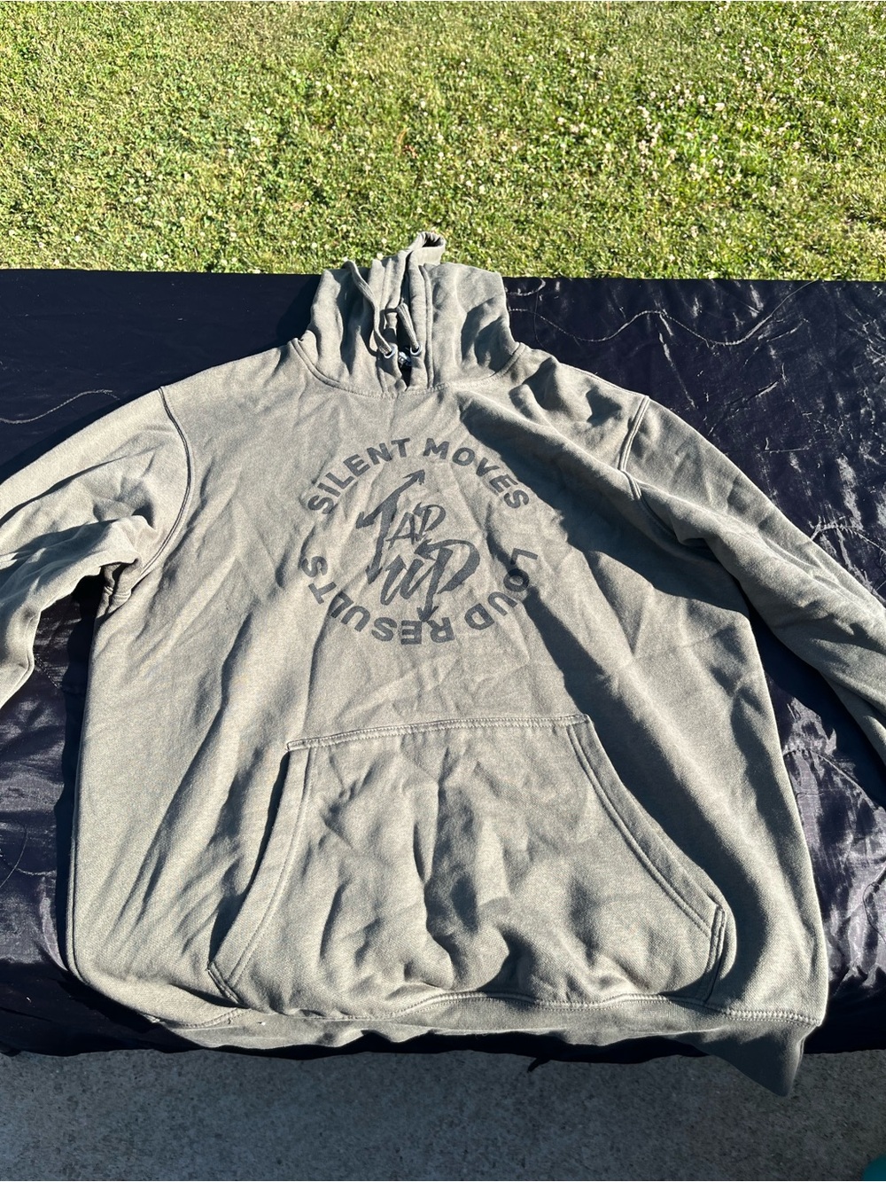 Silent Moves tap up Olive Green Graphic Hoodie